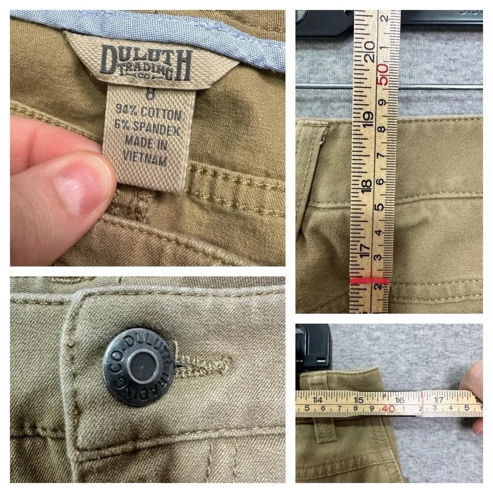 Duluth Trading Company 8 Khaki Cotton Stretch Short Straight Skirt Safari Earthy